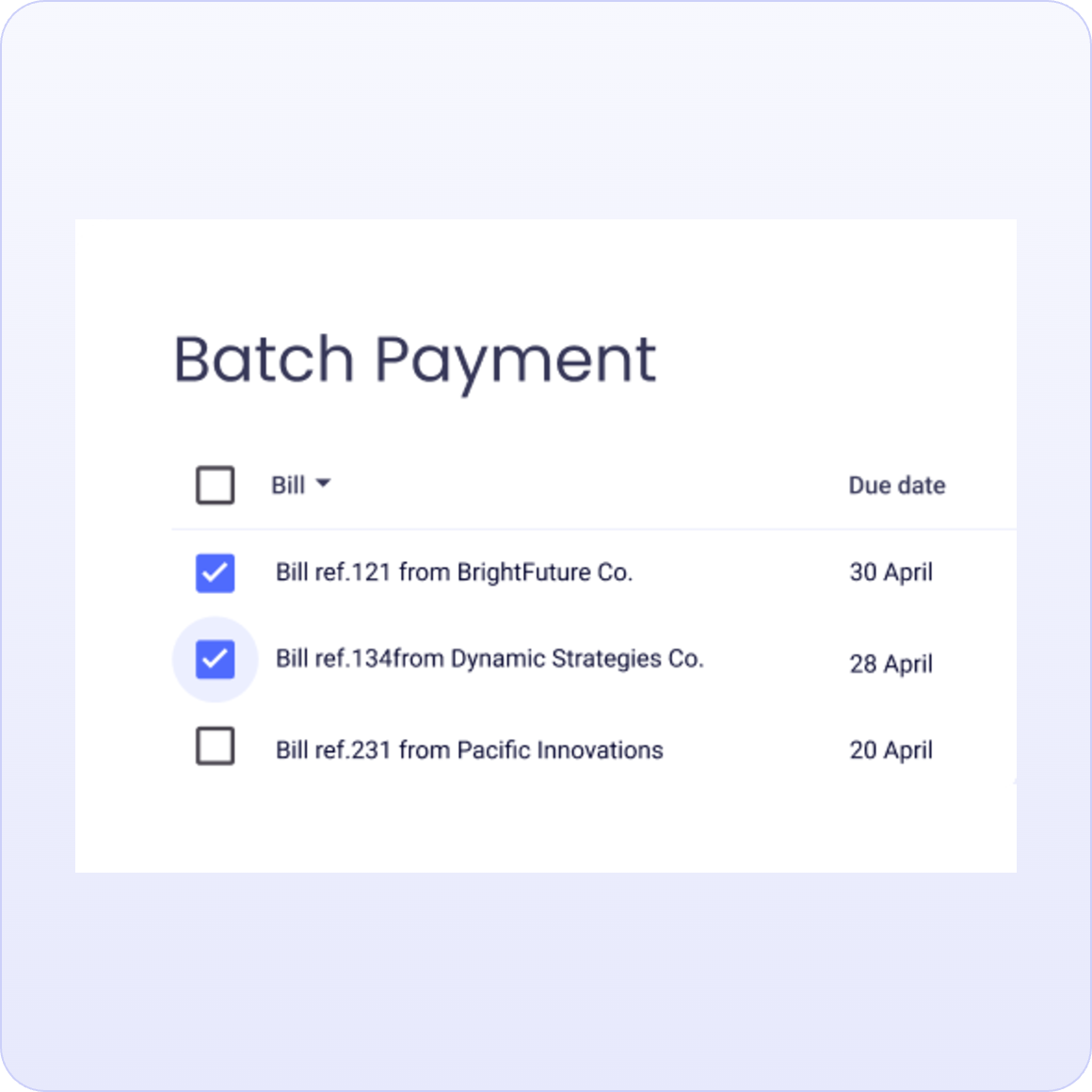 Batch of up to 200 supplier payments ready to send