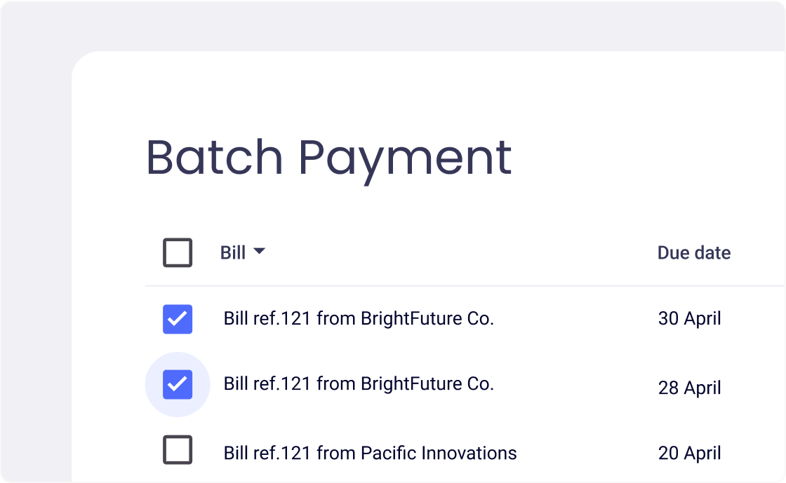 Accounts payable batch payments list