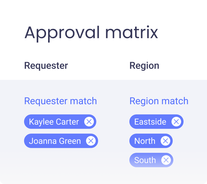 customisable accesses in approval matrix