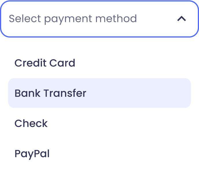 selecting payment method in expense approval software