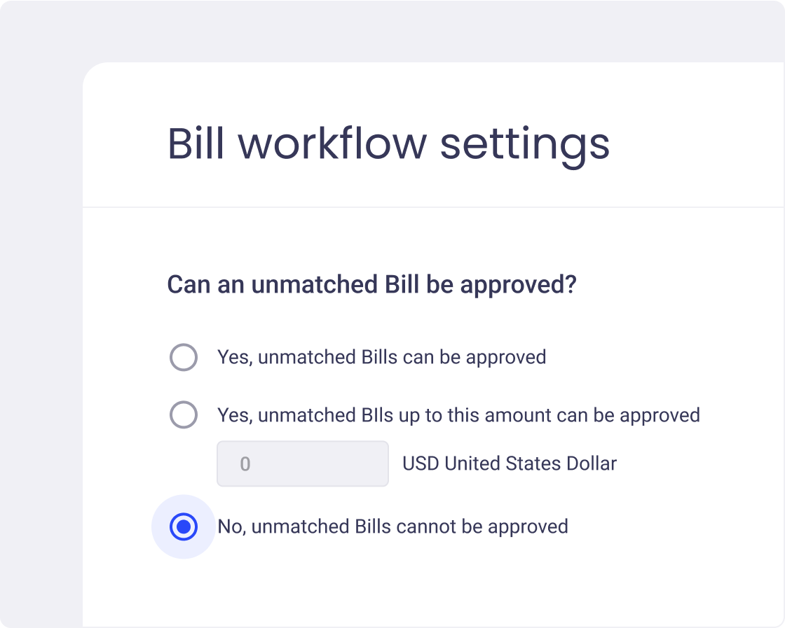 Bill workflow approval settings