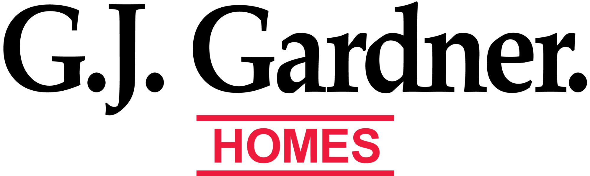 GJ Gardner Homes red and black logo stacked
