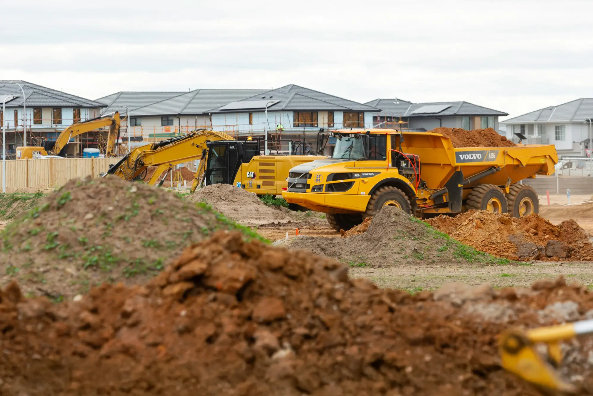 heavy machinery on home building site